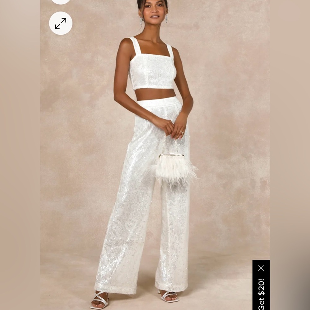 White Sequin Two Piece Jumpsuit